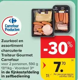 Carrefour Zuurkool en assortiment charcuterie Traiteur Gourmet Carrefour aanbieding