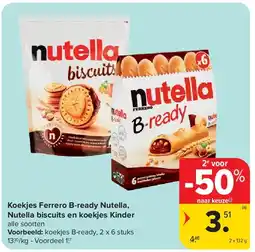 Carrefour Koekjes Ferrero B-ready Nutella, Nutella biscuits en koekjes Kinder aanbieding