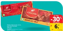 Carrefour Pralines, Mignonnette, Carrés, mini roc en bouchées Côte d’Or aanbieding