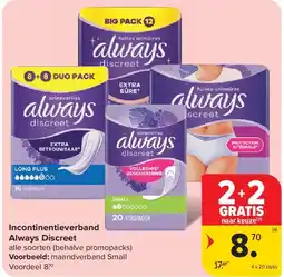 Carrefour Incontinentieverband Always Discreet aanbieding