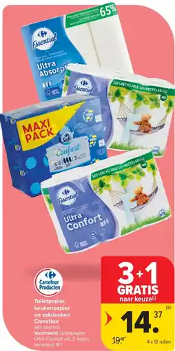 Carrefour Toiletpapier, keukenpapier en zakdoeken Carrefour aanbieding