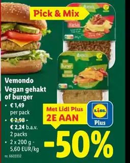 Lidl Vemondo Vegan gehakt of burger aanbieding