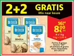 Cora Farina di grano tenero 00 of semola di grano duro rimacinata DE CECCO aanbieding