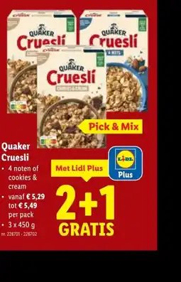 Lidl Quaker Cruesli aanbieding