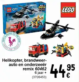 Cora Helikopter brandweer auto en onderzeeër remix 60462 aanbieding
