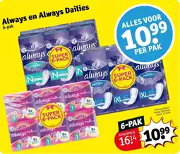Kruidvat Always en Always Dailies aanbieding