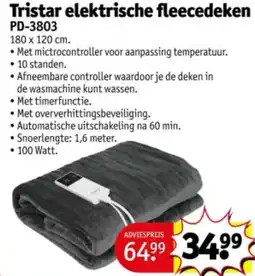 Kruidvat Tristar elektrische fleecedeken PD-3803 aanbieding