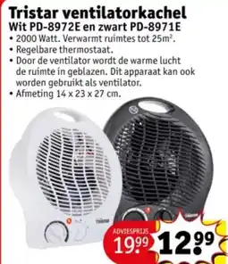 Kruidvat Tristar ventilatorkachel Wit PD-8972E en zwart PD-8971E aanbieding