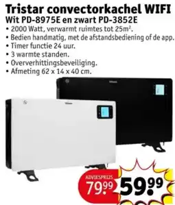 Kruidvat Tristar convectorkachel WIFI Wit PD-8975E en zwart PD-3852E aanbieding