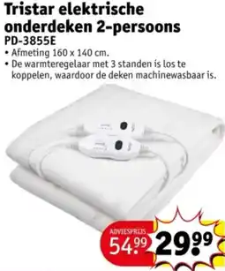 Kruidvat Tristar elektrische onderdeken 2-persoons PD-3855E aanbieding