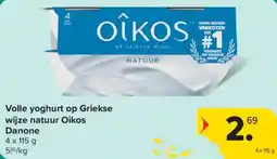 Carrefour Market Danone Volle yoghurt op Griekse wijze natuur Oîkos aanbieding
