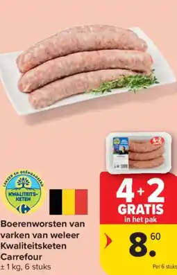 Carrefour Market Boerenworsten van varken van weleer aanbieding