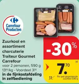 Carrefour Market Zuurkool en assortiment charcuterie Traiteur Gourmet Carrefour aanbieding
