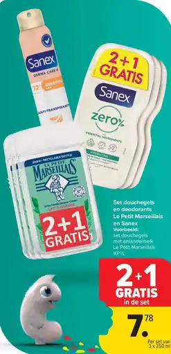 Carrefour Market Set douchegels en deodorants Le Petit Marseillais en Sanex aanbieding