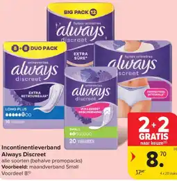 Carrefour Market Always Discreet Incontinentieverband aanbieding