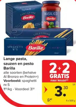 Carrefour Market Barilla Lange pasta, sauzen en pesto aanbieding