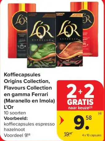 Carrefour Market L'Or Koffiecapsules Origins Collection, Flavours Collection en gamma Ferrari (Maranello en Imola) aanbieding