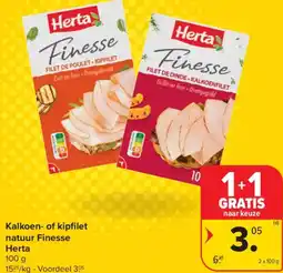 Carrefour Market Herta Kalkoen- of kipfilet natuur Finesse aanbieding