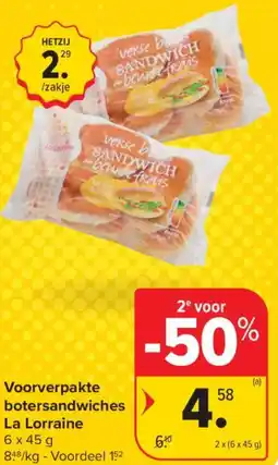 Carrefour Market La Lorraine Voorverpakte botersandwiches aanbieding