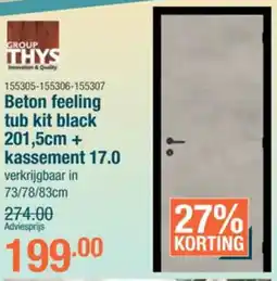 Cevo Group thys Beton feeling tub kit black 201.5 cm + kassement 17.0 aanbieding