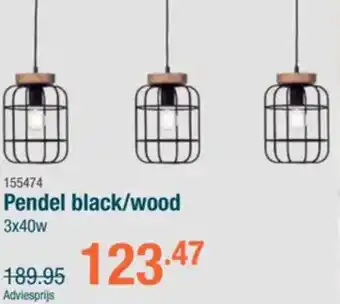 Brilliant Pendel black/wood 3x40w