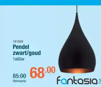 Cevo Fantasia Pendel zwart/goud 1x60w aanbieding