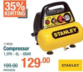 Cevo Stanley compressor 1,5PK-6L-8BAR aanbieding