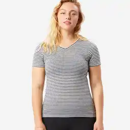 Decathlon Merino T-shirt voor backpacken dames TRAVEL 500 aanbieding