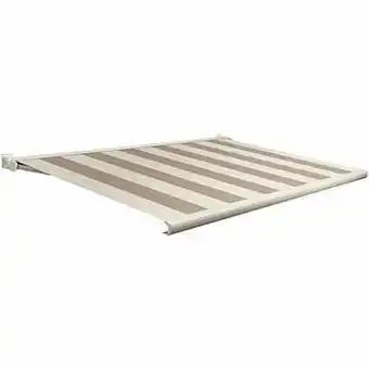 Brico Domasol zonnetent elektrisch met afstandsbediening ’Factor 20-C’ beige/wit brede strepen 400 x 300 cm aanbieding