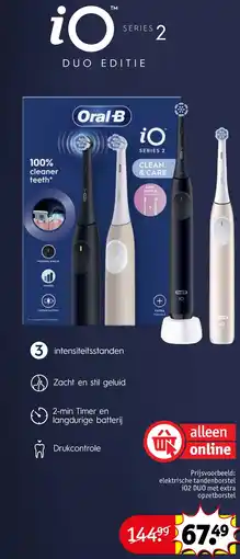 Kruidvat elektrische tandenborstel iO2 DUO met extra opzetborstel aanbieding