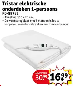Kruidvat Tristar elektrische onderdeken 1-persoons aanbieding
