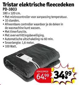 Kruidvat Tristar elektrische fleecedeken aanbieding