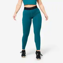 Decathlon Trainingslegging met elastische tailleband voor dames eendengroen aanbieding