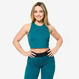 Decathlon Crop top voor fitness dames eendengroen aanbieding