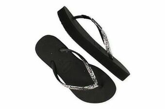 Berca Shoes Havaianas Badslipper Dames Black Slim Flatform Glitter - Zwart aanbieding