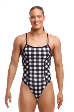 Decathlon Funkita Vrouwen Badpak Bond Girl One Piece Check Deck aanbieding