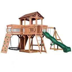 Decathlon Sterling Point Speeltoren met diverse Schommels, Klimwand, Glijbaan, Hout aanbieding