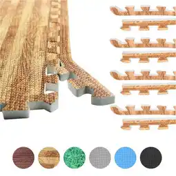 Decathlon 8 eindstukken Lichte houtlook voor Beschermingsmatten - Puzzel matten aanbieding