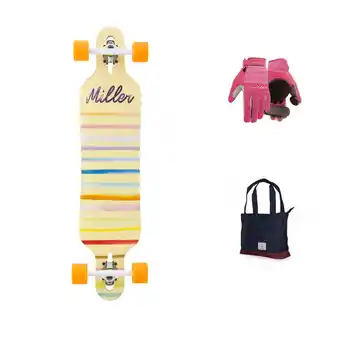 Decathlon Longboard MILLER SUMMER - 38x8,7 - ROZE HANDSCHOENEN MAAT S en ZAK INBEGREPEN aanbieding