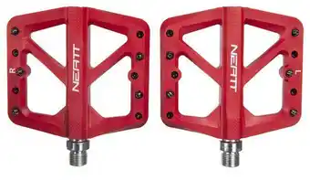 Decathlon Neatt nylon platte pedalen 5 pinnen rood aanbieding