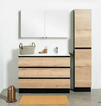 Zelfbouwmarkt Badmeubel Dotan Zwart/eik 1200 Mm Staand Wastafel Mat Rechts aanbieding