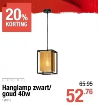 Cevo Hanglamp zwart/goud 40w aanbieding