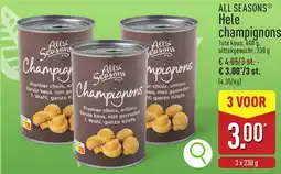 ALDI Alls Seasons Hele Champignons aanbieding