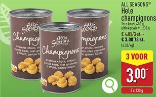 ALDI Alls Seasons Hele Champignons aanbieding