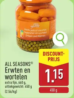 ALDI All seasons erwten en wortelen aanbieding