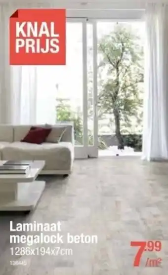 Cevo Laminaat megalock beton 1286x194x7cm aanbieding