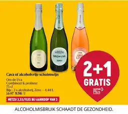 Delhaize Cava of alcoholvrije schuimwijn aanbieding