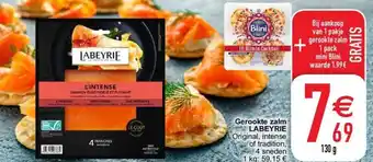 Cora Gerookte zalm Labeyrie 130g aanbieding
