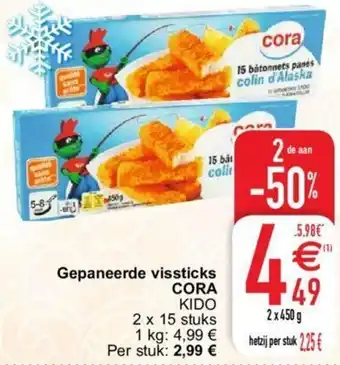 Cora Gepaneerde vissticks 2x450g aanbieding