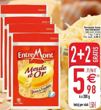 Cora Geraspte kaas Entremont 4x200g aanbieding
